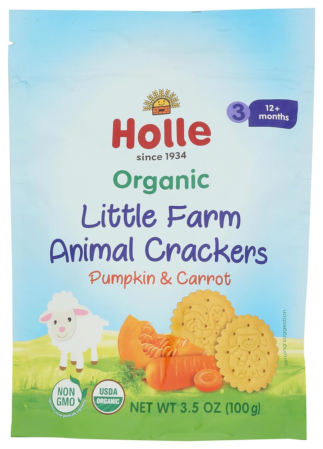 Holle Organic Little Animal Crackers (Pumpkin & Carrot)