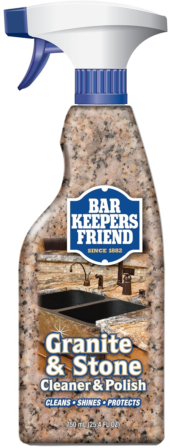 Bar Keepers Friend Granite & Stone Cleaner & Polish (25.4 oz) Granite Cleaner for Use on Natural, Manufactured & Polished Stone, Quartz, Silestone, Soapstone, Marble - Countertop Cleaner & Polish (1)