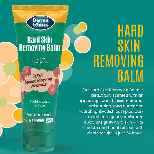 Dermatonics Natural Care Hard Skin Removing Balm- For Feet, Sweet Blossom Aromas, Shea Butter And Hydrates With Oat Lipids, Diabetics And Vegan Friendly, 70 Ml
