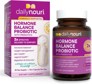 Daily Nouri Hormone Balance Probiotic For Women | For Gut Health, Vaginal Ph, Yeast Balance, Pcos Symptoms, Skin Health, Digestion & Immunity-7 Probiotic Strains-Prebiotics (30 Day Supply)