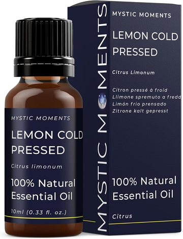 Mystic Moments | Lemon Cold Pressed Essential Oil 10ml - Natural oil for Diffusers, Aromatherapy & Massage Blends Vegan GMO Free