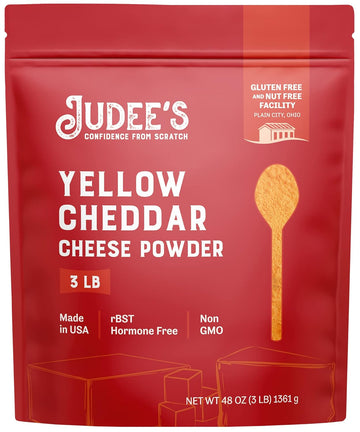 Judee’s Yellow Cheddar Cheese Powder 3lb - 100% Non-GMO, rBST Hormone-Free, Gluten-Free & Nut-Free - Made from Real Cheddar Cheese - Made in USA - Great in Sauces, Soups, Dips, and Seasonings