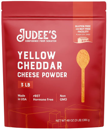 Judee’S Yellow Cheddar Cheese Powder 3Lb - 100% Non-Gmo, Rbst Hormone-Free, Gluten-Free & Nut-Free - Made From Real Cheddar Cheese - Made In Usa - Great In Sauces, Soups, Dips, And Seasonings