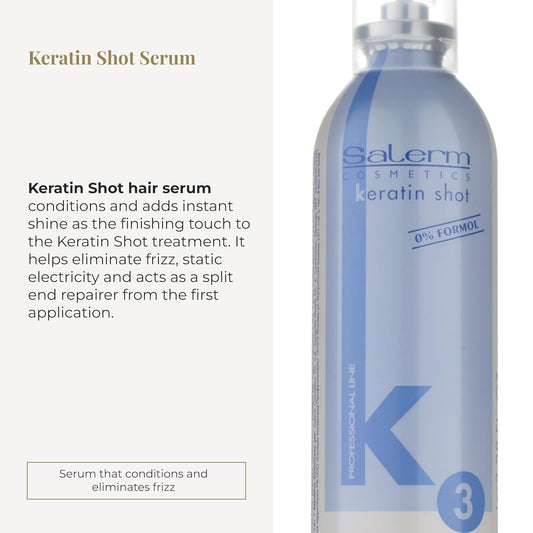 Salerm - Hair Serum - Keratin Shot Finish Serum - 100 Ml - Final Touch For Keratin Shot - Conditioning And Shine - Anti-Frizz - Repairs Split Ends - Eliminates Static