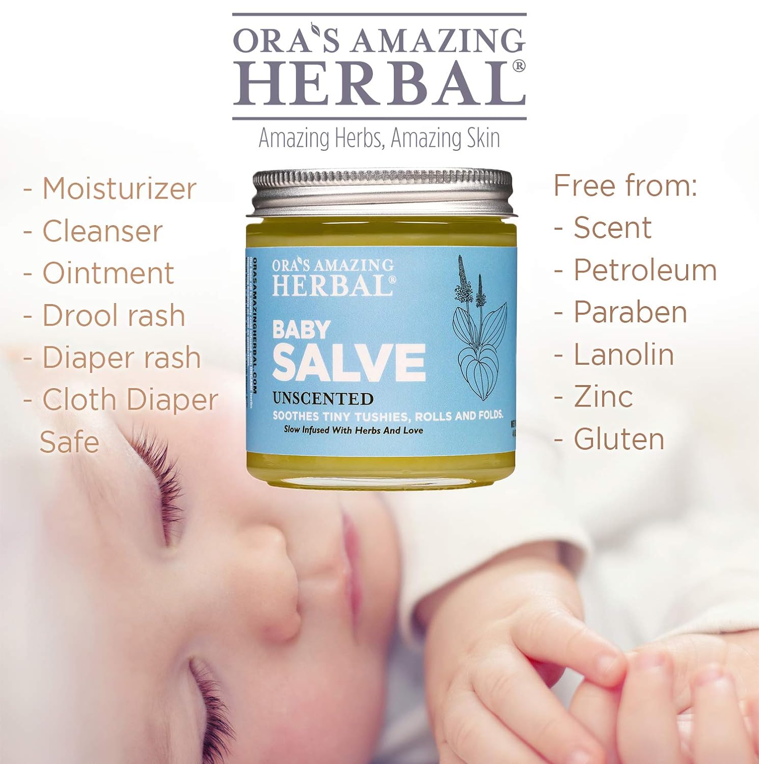 Baby Salve, Diaper Balm, Baby Ointment, Drool Rash Ointment, Natural Diaper Cream, Baby Calendula Cream, Baby Eczema and Rash Cream, 4 oz, Ora’s Amazing Herbal : Baby