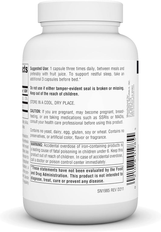 Source Naturals L-Tryptophan, For Mood, Relaxation, And Sleep*, 500Mg - 120 Capsules