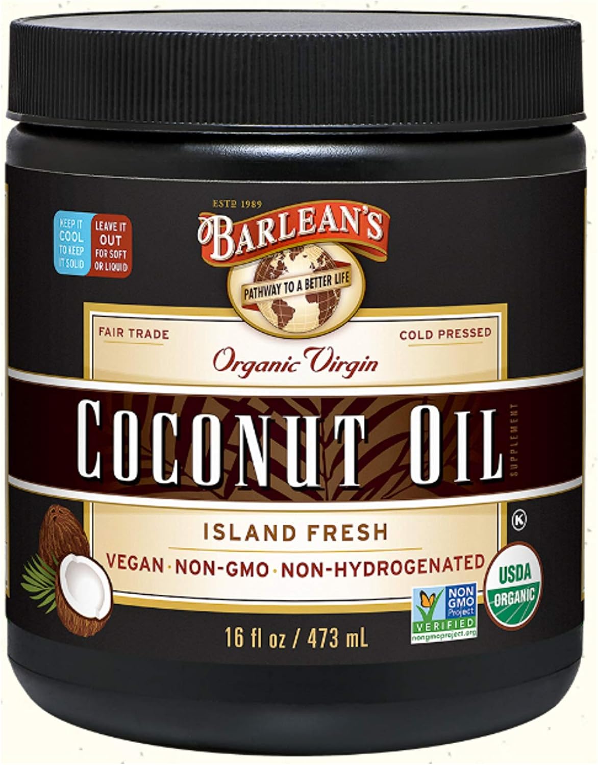 Barlean's Organic Virgin Coconut Oil, 16- Jar (Pack of 2)