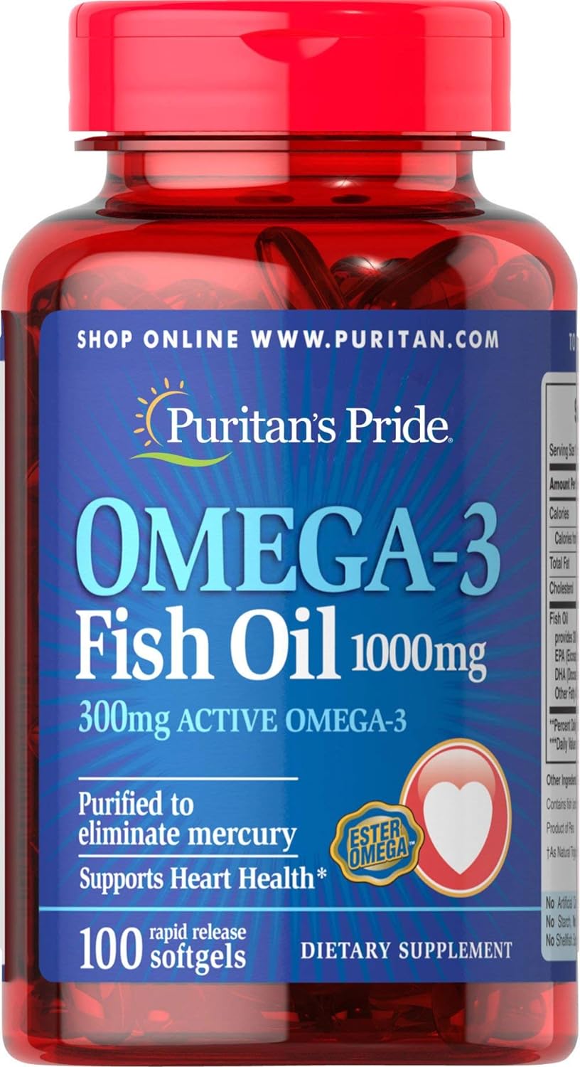 Puritan's Pride Omega-3 Fish Oil 1000 Mg, 100 Count