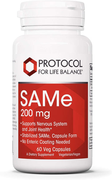 Protocol Same 200Mg - For Nervous System, Joint & Brain Health - Supplements For Neurotransmitter* - Alleviate Aches From Overexertion* - Vegan, Dairy-Free, Made Without Gluten - 60 Veg Caps