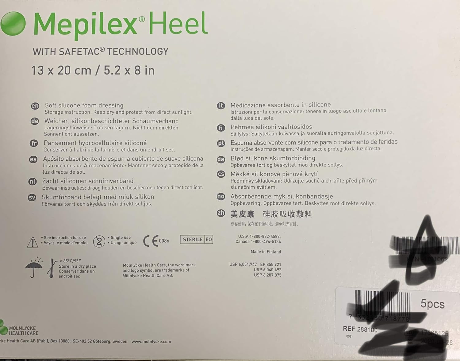 Mepilex Dressing Hydro-Cellulaire Heel 20 X 13 Cm Pack Of 5