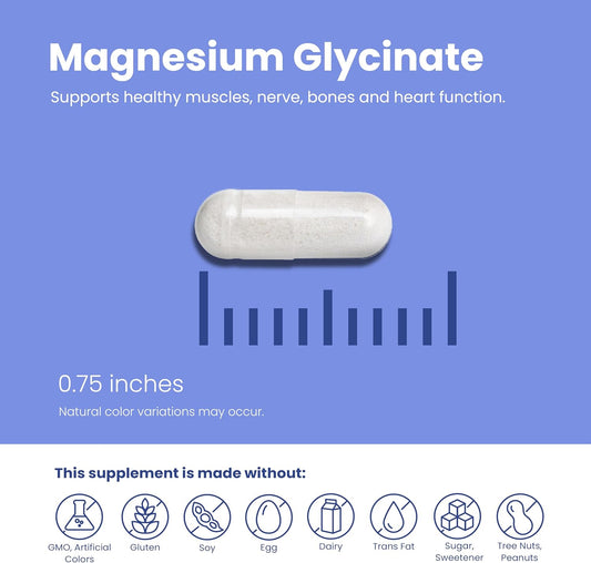 Sanar Naturals Magnesium Glycinate - Supports Muscle, Heart, Bone, Nerve, Calm Sleep, & Metabolism Health - Non-Gmo, Gluten Free, Magnesium Supplement,120 Capsules