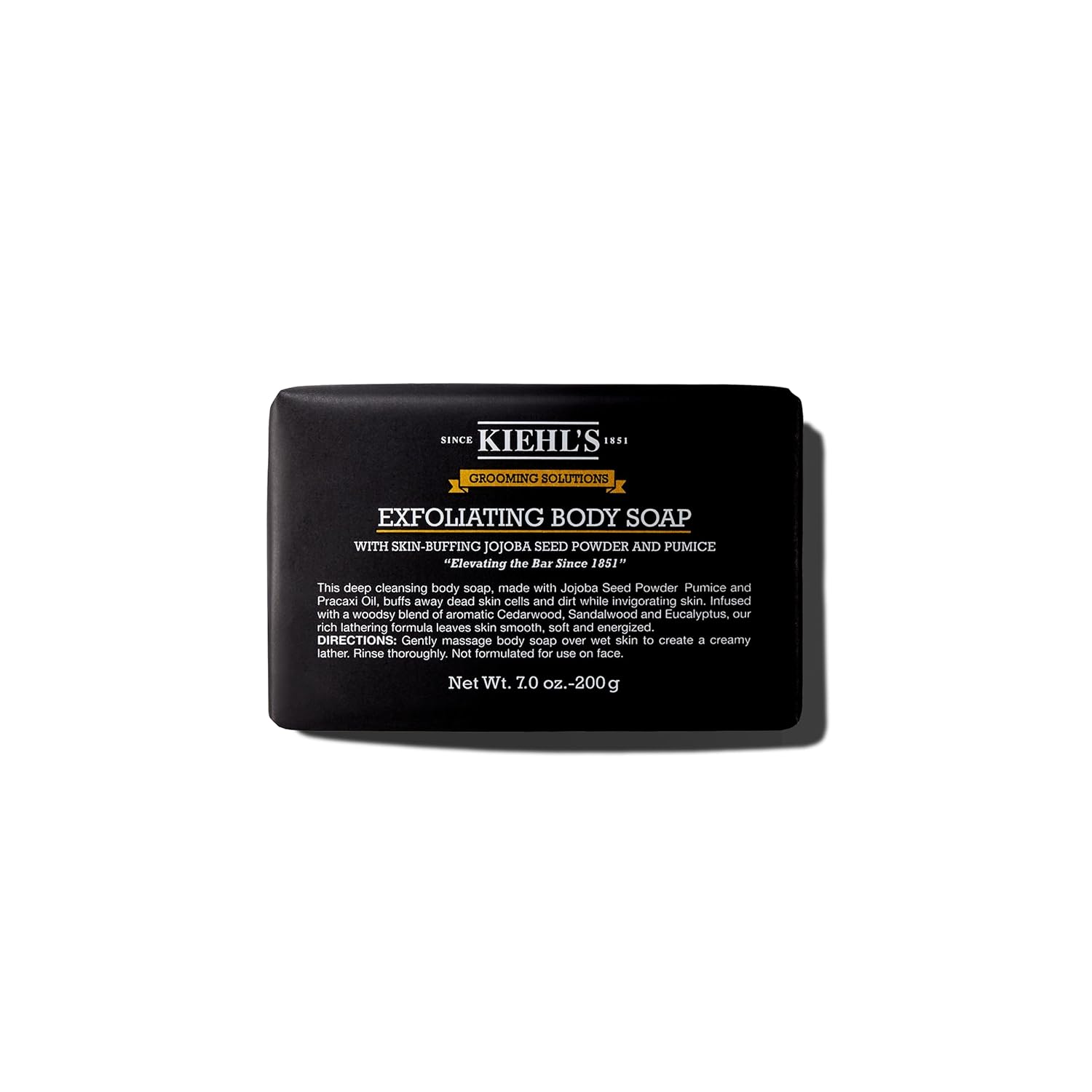 Kiehl'S Grooming Solutions Exfoliating Body Bar Soap, Men'S Body Wash Cleanses Dirt & Oil, With Pumice, Jojoba Seed Powder & Pracaxi Oil, For Soft & Smooth Skin, Woodsy Aromatic Blend - 7 Oz