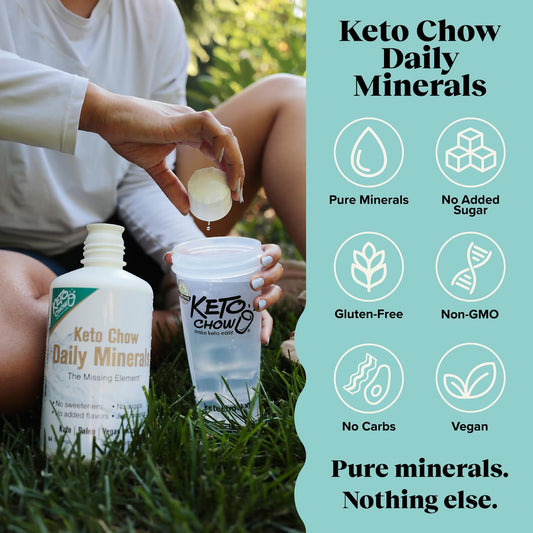 Keto Chow - Daily Minerals Drops - Promotes Electrolyte Balance - Copper, Magnesium, Chromium, Zinc, Boron, & Selenium - Zero Sugar - Keto Friendly - Gluten Free - Vegan - Non Gmo - Travel Size - 2 Oz