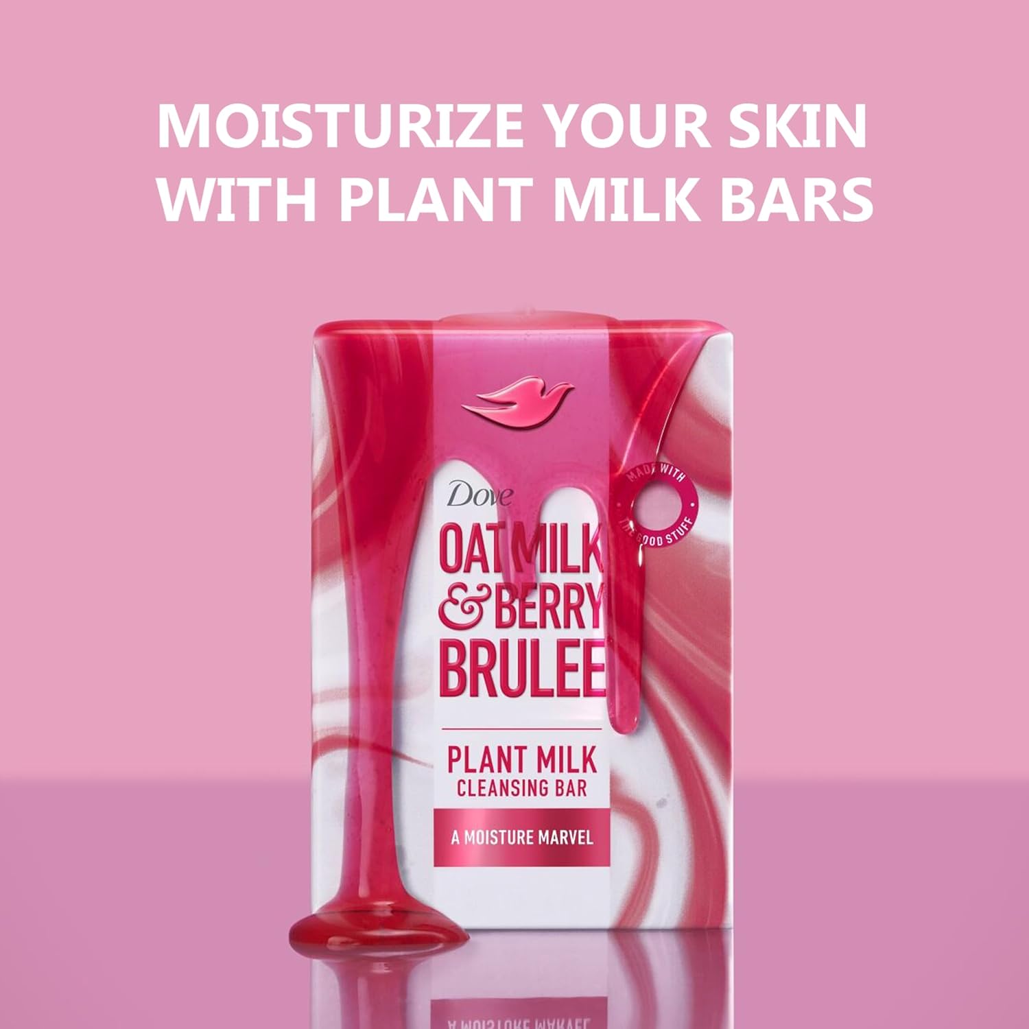 Dove Plant Milk Cleansing Bar Soap Oat Milk & Berry Brulee Moisture Marvel 4 Count For Moisturized Skin Gentle Cleanser, No Sulfate Cleansers Or Parabens, 98% Biodegradable Formula 5 Oz : Beauty & Personal Care