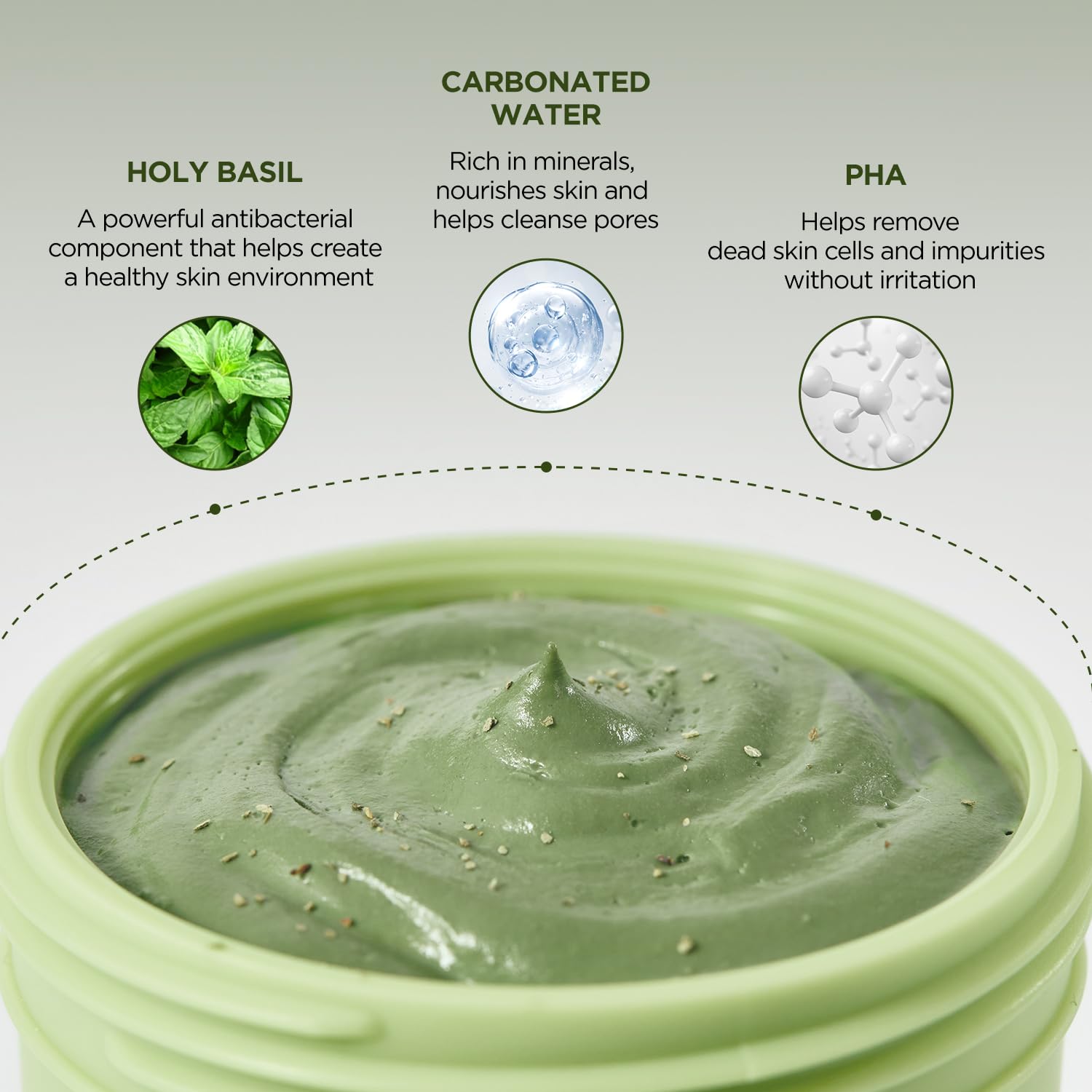 P.Calm Holy Basil Bubble Deep Mask 90G | Korean Pore Clearing Wash Off Mask | Blackhead & Sebum Care For Sensitive Skin
