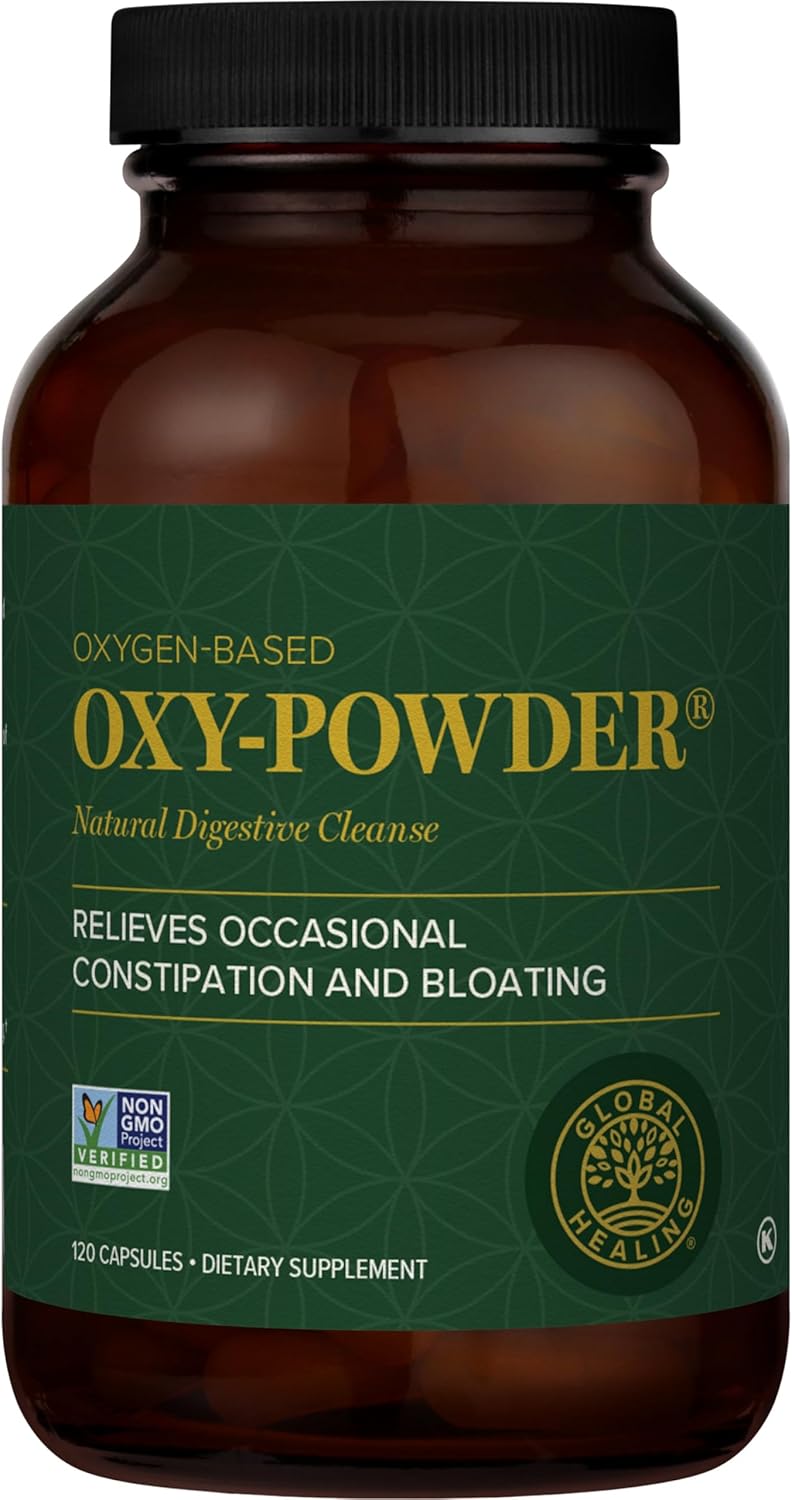 Global Healing Center Oxy-Powder Colon Cleanser, Oxygen-Based, 120 Capsules