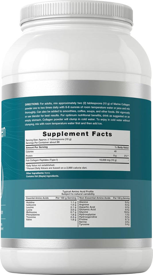 Horbäach Marine Collagen Powder 2.2 Lbs | Hydrolyzed Collagen Peptides | Unflavored | Keto, Paleo, Non-Gmo, Gluten Free Supplement