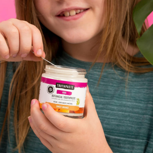 Truthpaste Kid’S Children’S Natural Zero Waste Toothpaste (Sweet Orange 100Ml) Eco Friendly & Plastic Free, Mint Free With Coconut & Aloe Vera. Fluoride Free, Sls Free. For Babies, Toddlers, All Ages