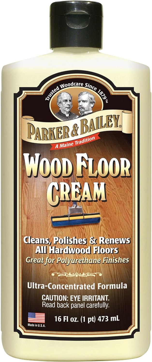 PARKER & BAILEY WOOD FLOOR CREAM – Use on Hardwood, Laminated or Faux Finished Floors. Shine Restorer Protector, Surface Cleaner House Cleaning Supplies Home Improvement, Natural Look, Cuts Grease