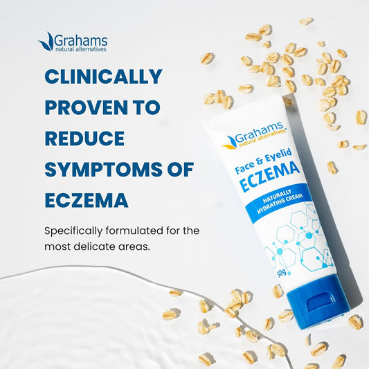 Grahams Natural Face & Eyelid Eczema Cream - Face Cream For Eczema, Dermatitis & Itch Relief - With Colloidal Oatmeal For Dry Skin, Redness & Inflammation | Hypoallergenic & Steroid-Free (100G)