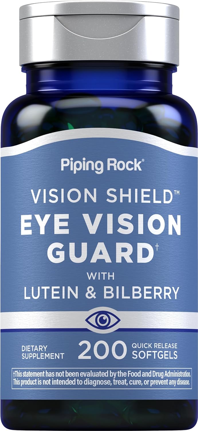 Piping Rock Lutein And Zeaxanthin Supplements | 200 Softgels | With Bilberry | Eye Vision Vitamins Complex | Non-Gmo, Gluten Free