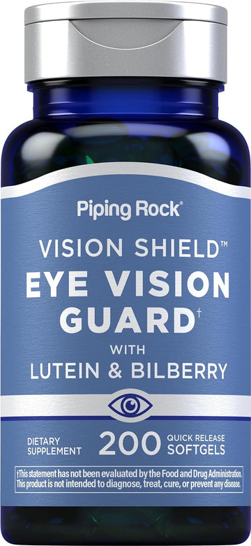 Piping Rock Lutein And Zeaxanthin Supplements | 200 Softgels | With Bilberry | Eye Vision Vitamins Complex | Non-Gmo, Gluten Free