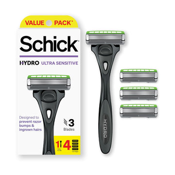 Schick Hydro Slim Head Sensitive Razor for Men — Razor for Men Sensitive Skin, Thin Razor with 4 Razor Blades
