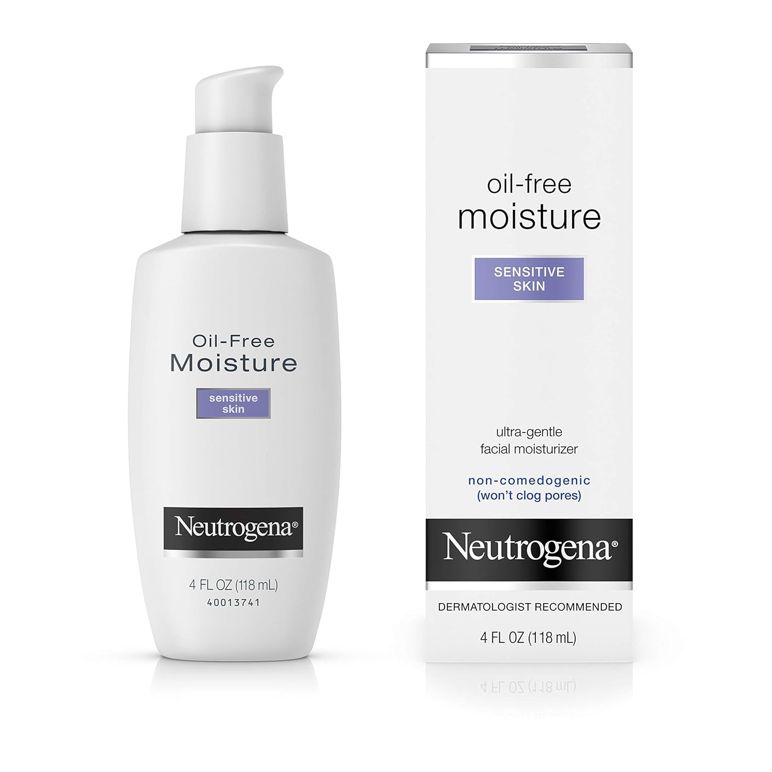 Neutrogena Oil-Free Moisture Daily Hydrating Face Moisturizer For Sensitive Skin, Fast Absorbing Ultra-Gentle Lightweight Face Lotion Moisturizer With Glycerin, Non-Comedogenic, 4 Fl. Oz