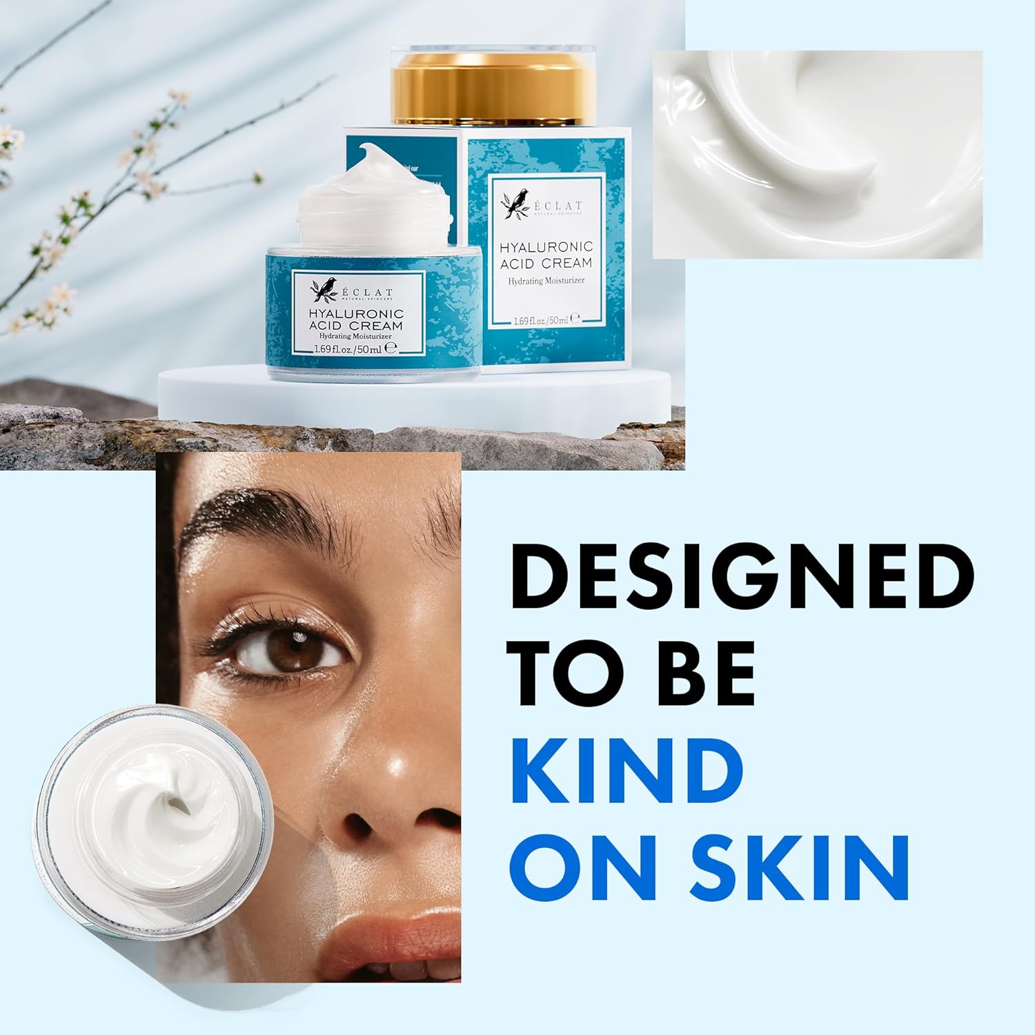 Eclat Skincare Vitamin C Moisturizer For Face With Hyaluronic Acid & Squalane - Face Brightening Cream - Anti Aging, Firming & Hydrating Vitamin C Cream For All Skin Tone 50 Ml