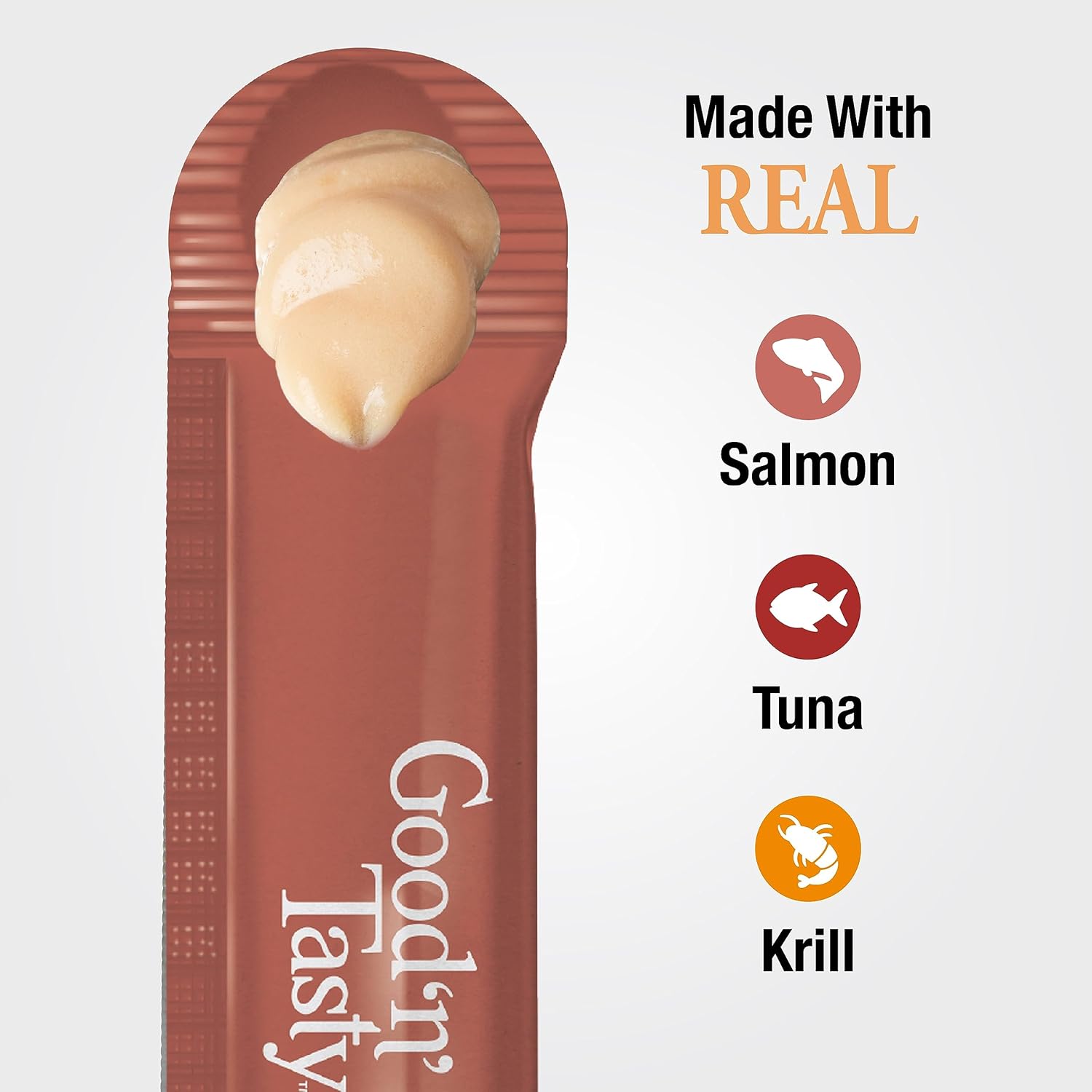 Good 'n' Tasty Savory Spoonables with Real Salmon, Tuna and Krill for Cats, 10 Count, Treat Your Cat to Triple Flavor Squeezable Lickable Wet Treats with Built-in Spoon for Less Mess : Pet Supplies