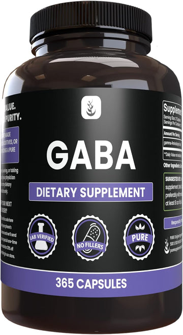 Pure Original Ingredients Gaba (365 Capsules) No Magnesium Or Rice Fillers, Always Pure, Lab Verified