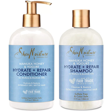 Sheamoisture Hydrate & Repair Conditioner For Damaged Hair Manuka Honey & Yogurt Shea Butter Shampoo And Conditioner 13 Fl.Oz