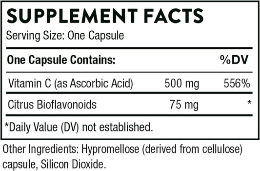 THORNE Vitamin C - Blend of Vitamin C and Citrus Bioflavonoids from Oranges - Support Immune System, Production of Cellular Energy, Collagen Production and Healthy Tissue - Gluten-Free - 90 Capsules