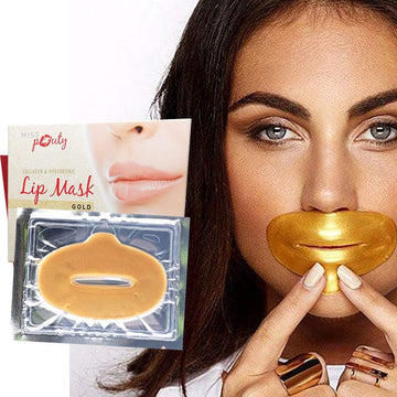 Gold Lip Mask X5 – Collagen, Hyaluronic Acid, Plumping, Hydrating, Anti-Ageing, Moisturising, Soothing, Fuller Lips, Dry Lip Repair, Anti-Wrinkle, Crystal Gel Lip Treatment