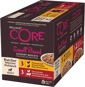 Wellness CORE Small Breed Savoury Medleys, Wet Dog Food Small Dogs, Dog Food Wet Smaller Breed, Grain Free, High Meat Content, Butcher Selection Mix, 6 X 85 G?10457