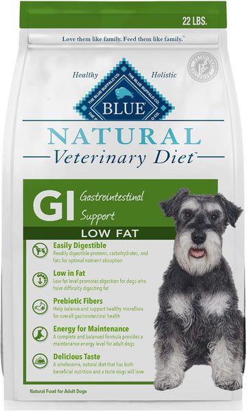 Blue Buffalo Natural Veterinary Diet Gi Low Fat Gastrointestinal Support Dry Dog Food, Veterinarian'S Prescription Required, Whitefish, 22 Lb Bag