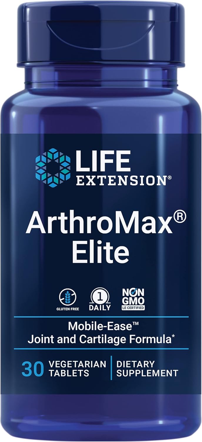 Life Extension Arthromax® Elite, Mulberry (M. Alba), Cutch Tree (A. Catechu), And Chinese Skullcap (S. Baicalensis), Joint Health, Joint Comfort, Vegetarian, Gluten Free, 1-Daily, Non-Gmo, 30 Tablets