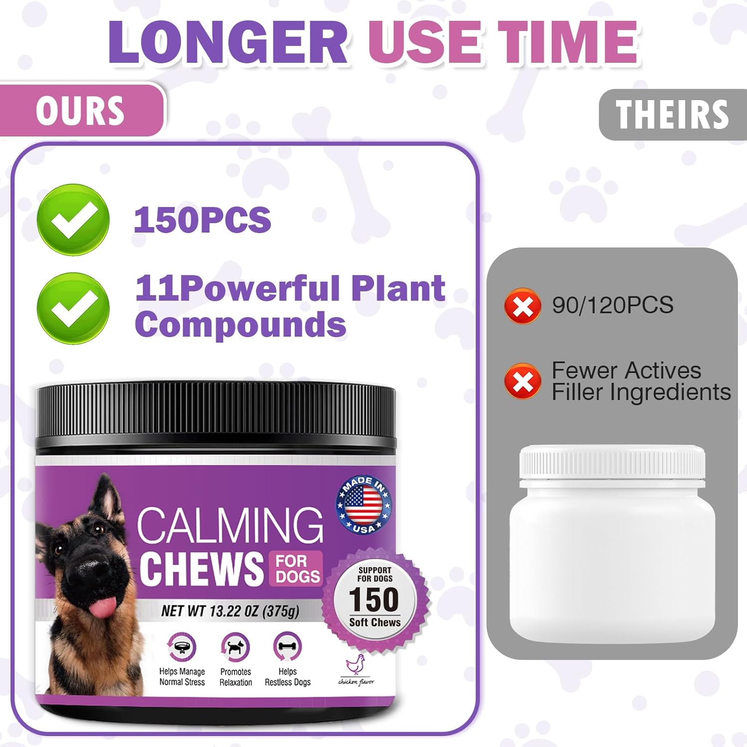 Hemp Calming Chews for Dogs 150PCs Dog Calming Treats and Bites with Hemp Oil - Anxiety and Stress Relief for Dogs Puppy Melatonin Sleep Aid Calm Dog, Noise, Thunder, Barking, Separation, Chewing : Pet Supplies