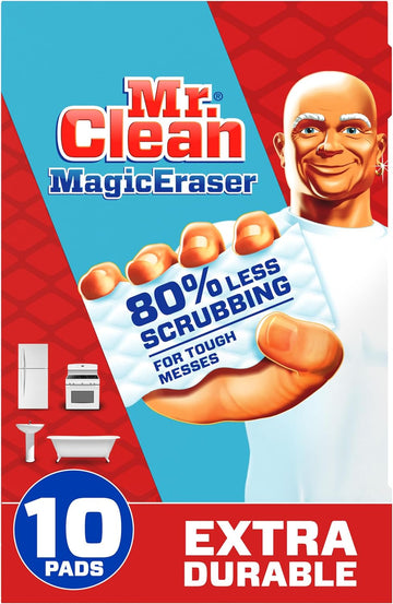 Mr. Clean Magic Eraser, Extra Durable, Shoe, Bathroom, Shower, and Car Window and Windshield Cleaner, Cleaning Pads with Durafoam, 10 Count