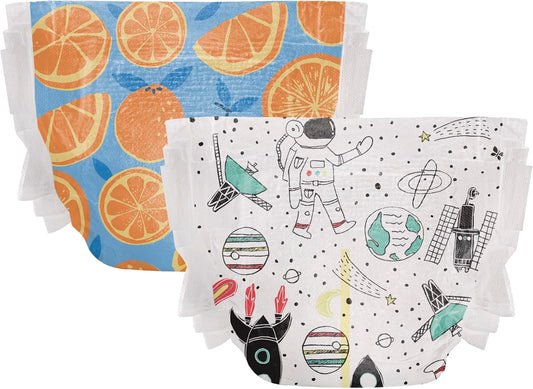 The Honest Company Clean Conscious Diapers | Plant-Based, Sustainable | Space Travel + Orange You Cute | Club Box, Size 4 (22-37 Lbs), 54 Count