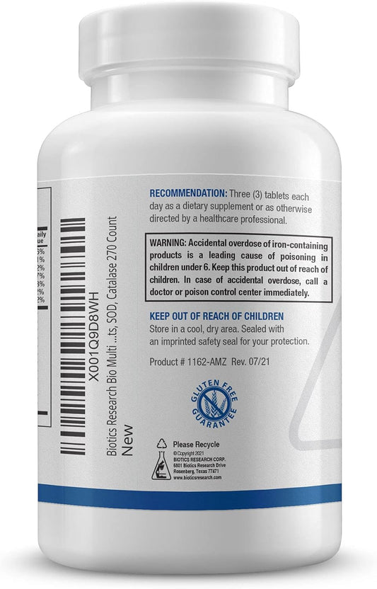 Biotics Research Bio-Multi Plus - Robust Foundational Multivitamin/Mineral Formula, Contains Plant-Based Trace Minerals 90 Tablets