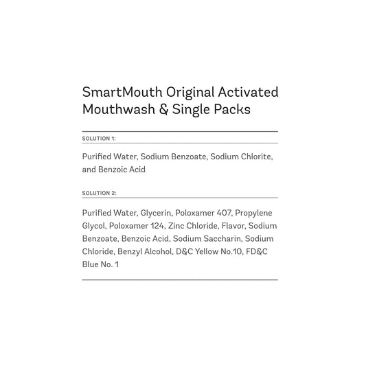 Smartmouth Original Activated Oral Rinse And Box Of Travel Packs