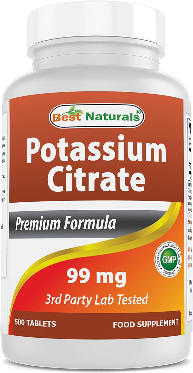 Best Naturals Potassium Citrate 99mg 500 Tablets - 3rd Party Lab Tested