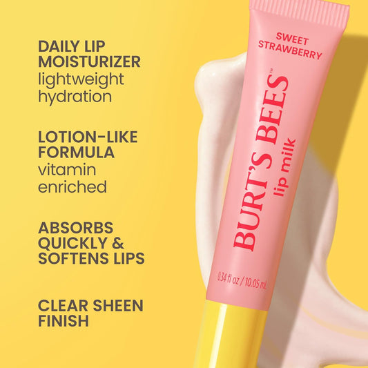 Burt’S Bees Lip Milk, Daily Moisturizer For Lips, Toasted Coconut, Vitamin Enriched Lip Balm With Almond Milk And Jojoba Oil, Hydrating For Softer Lips, 1 Tube, 0.34 Fl Oz