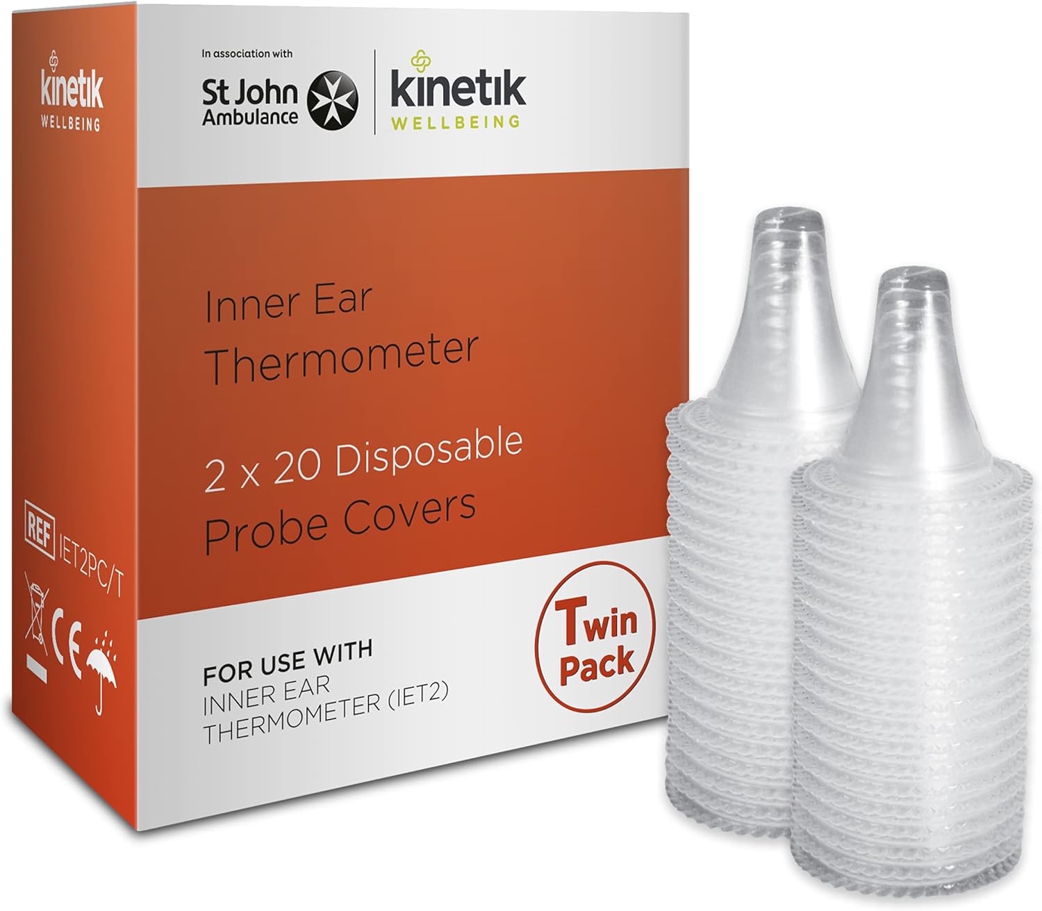 Kinetik Wellbeing Disposable Inner Ear Thermometer Probe Covers - Pack of 40 Caps – Disposable Ear Thermometer Covers - Developed In Association with St John Ambulance : Amazon.co.uk: Health & Personal Care