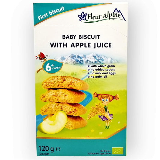 Fleur Alpine Baby Biscuits With Apple Juice - From 6 Months - 120G - From Europe - Pack Of 2