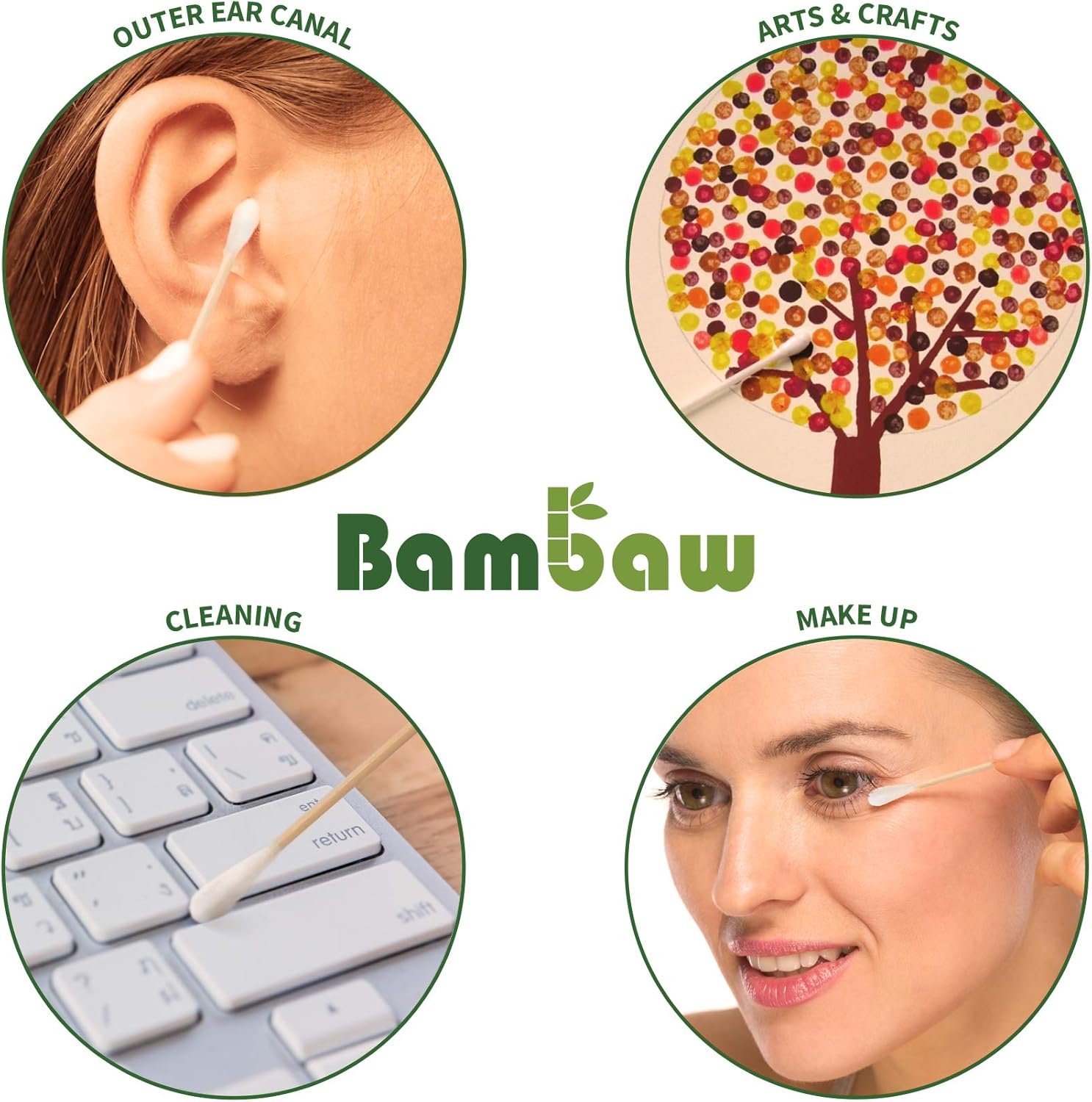 Bamboo Cotton Buds | Eco Cotton Buds | Cotton Swab | Wooden Cotton Bud | Eco Friendly packaging | Recyclable & Biodegradable cotton buds | Bambaw (200) : Amazon.co.uk: Beauty