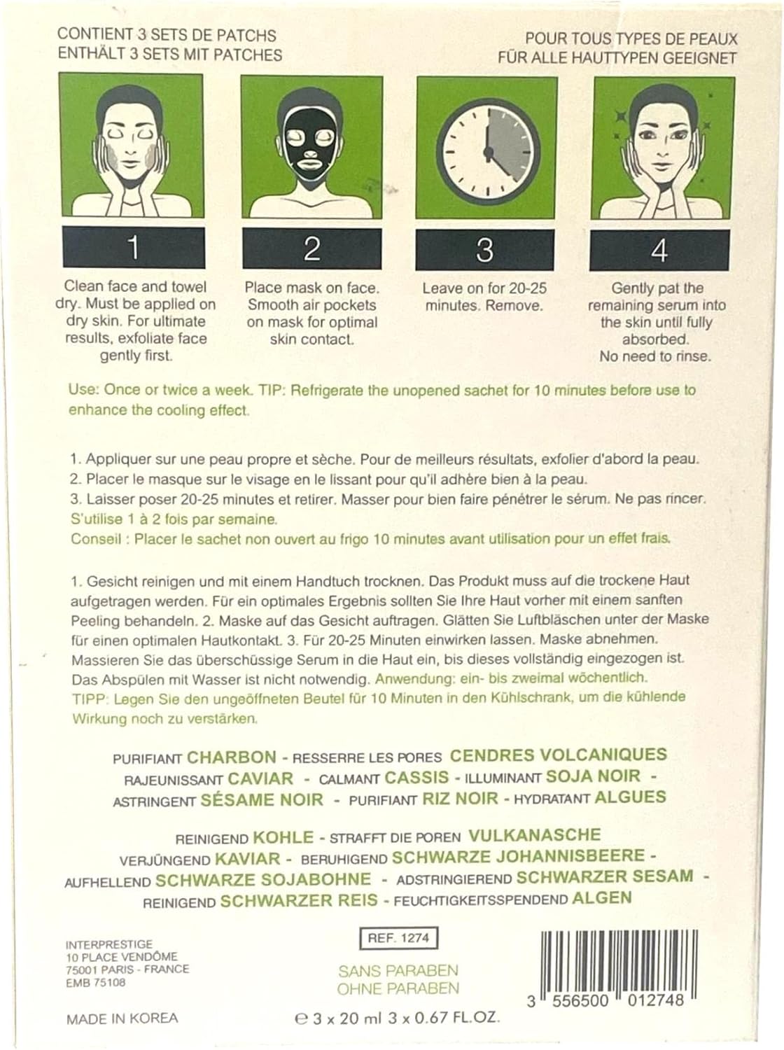 Age Priority By Christian Breton Charcoal Facial Patches Masks X 3