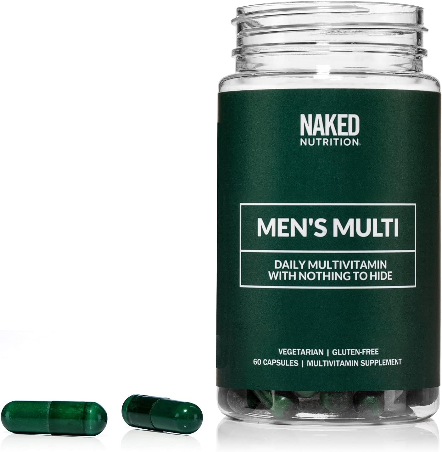 NAKED Men’s Multi – Daily Multivitamin for Men – A, C, E, Selenium, Zinc, Fruit and Super Green Extracts and More to Boost Immune Support – Gluten-Free and Vegetarian Daily Vitamins – 60 Capsules : Health & Household