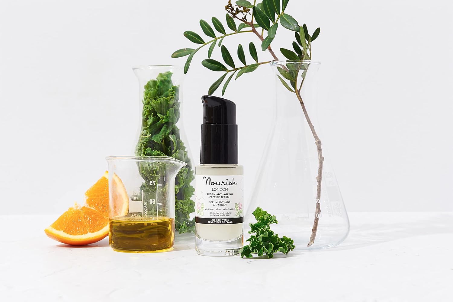 Nourish Argan & Kale Anti-Ageing Peptide Serum 30 ml | Anti-Ageing Face Serum | Contains Peptides & Hyaluronic Acid | Collagen Boosting | 100% Vegan | Cruelty-Free : Amazon.co.uk: Beauty